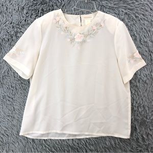 Christie & Jill Blouse Womens Size 16 Vintage Cottage Core Flower Floral White